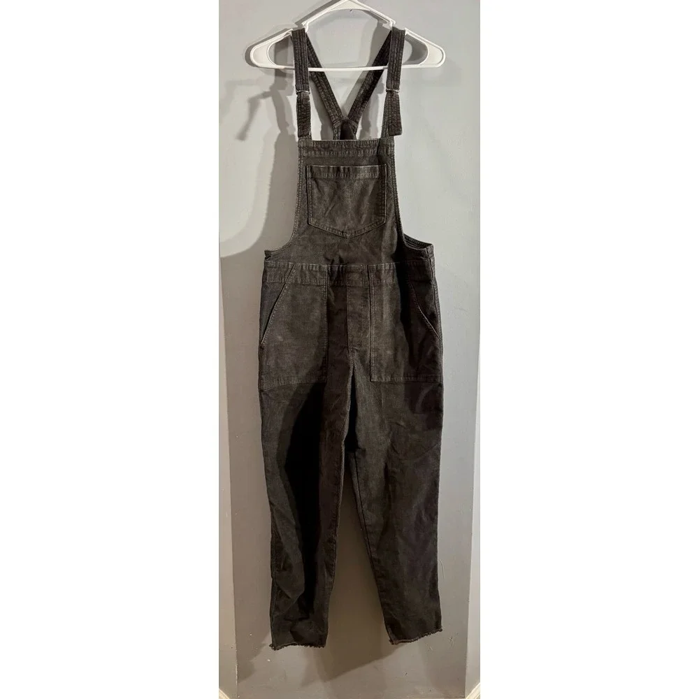 Aerie Womens Werk & Play black corduroy overalls oversized XS‎